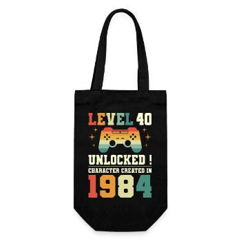 Level 40 Geburtstag Gamer 40 Jahre - Geschenkbeutel für Flaschen - Schwarz - Vorne