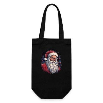 Weihnachtsmann - Geschenkbeutel für Flaschen - Schwarz - Vorne