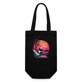 Synthwave surfing Panda Sunset - Sac à bouteille - noir - Devant