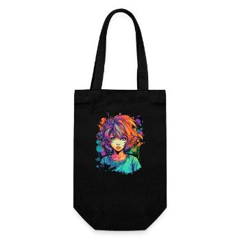 Anime Girl - Gift Bag for Bottles - black - Front