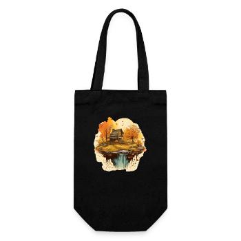 Herbstliche Landschaft - Geschenkbeutel für Flaschen - Schwarz - Vorne