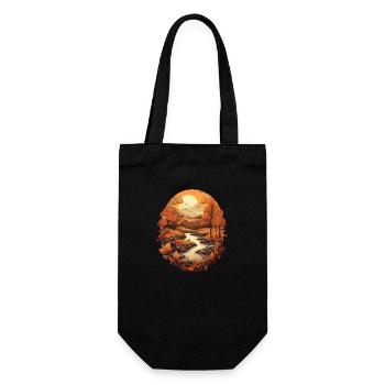 Herbstliche Landschaft - Geschenkbeutel für Flaschen - Schwarz - Vorne