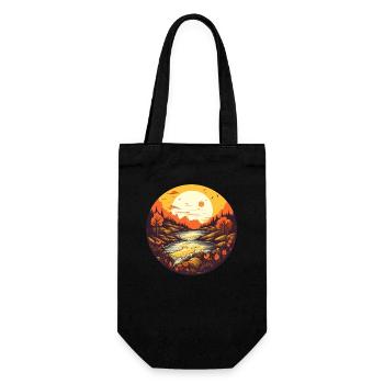 Herbstliche Landschaft - Geschenkbeutel für Flaschen - Schwarz - Vorne