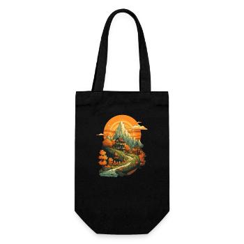 Herbstliche Landschaft - Geschenkbeutel für Flaschen - Schwarz - Vorne