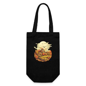 Herbstliche Landschaft - Geschenkbeutel für Flaschen - Schwarz - Vorne