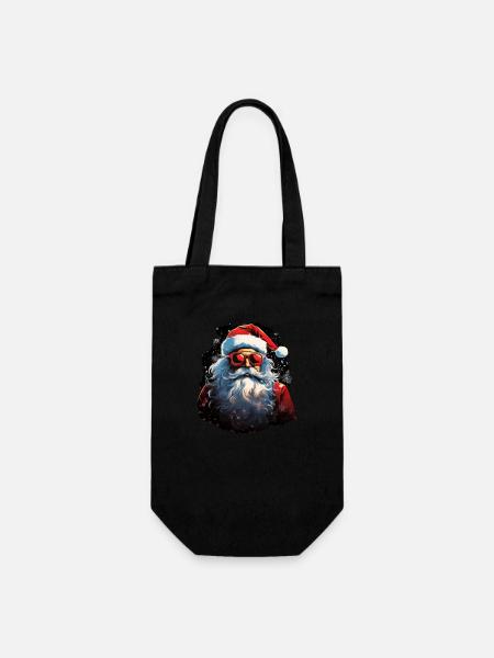 Weihnachtsmann - Geschenkbeutel für Flaschen - Schwarz
