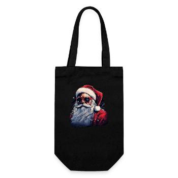 Weihnachtsmann - Geschenkbeutel für Flaschen - Schwarz - Vorne