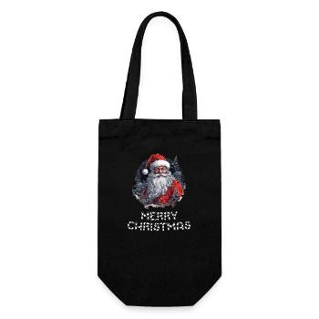 Weihnachtsmann - Marry Christmas - Geschenkbeutel für Flaschen - Schwarz - Vorne