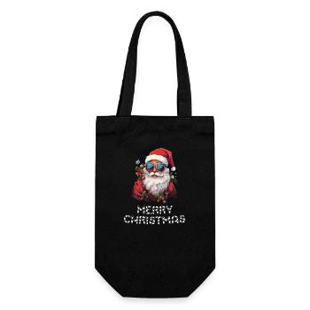 Weihnachtsmann - Marry Christmas - Geschenkbeutel für Flaschen - Schwarz - Vorne