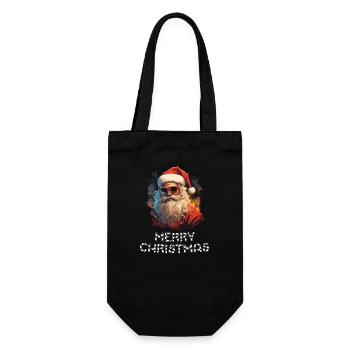 Weihnachtsmann - Marry Christmas - Geschenkbeutel für Flaschen - Schwarz - Vorne