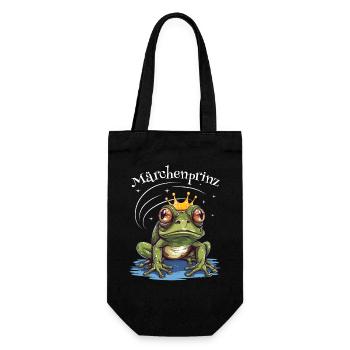 Frosch Kröte Märchenprinz Froschkönig Charming - Geschenkbeutel für Flaschen - Schwarz - Vorne