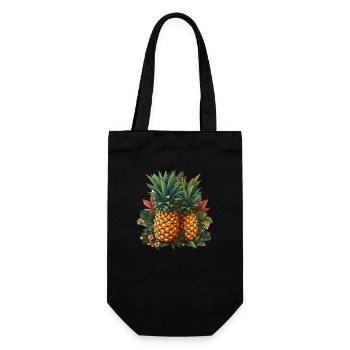 Ananas - Geschenkbeutel für Flaschen - Schwarz - Vorne