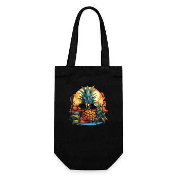 Ananas - Geschenkbeutel für Flaschen - Schwarz - Vorne