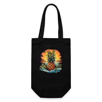 Ananas - Geschenkbeutel für Flaschen - Schwarz - Vorne