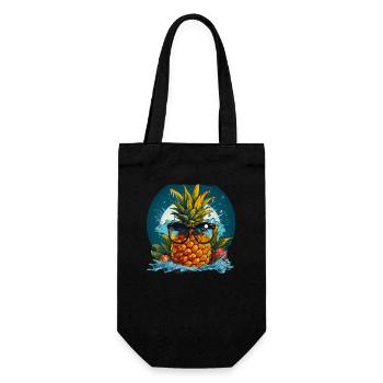 Ananas - Geschenkbeutel für Flaschen - Schwarz - Vorne