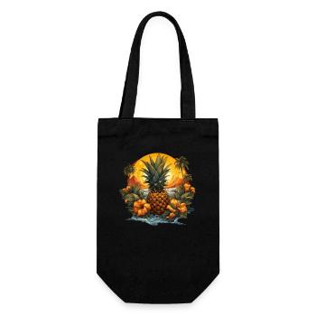 Ananas - Geschenkbeutel für Flaschen - Schwarz - Vorne