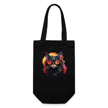 Katze - Geschenkbeutel für Flaschen - Schwarz - Vorne