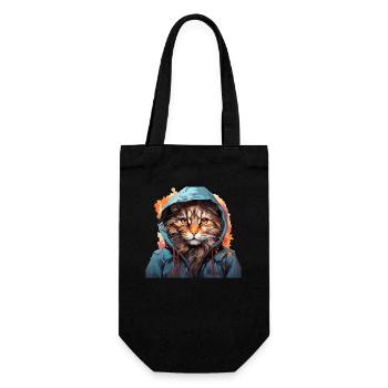 Katze - Geschenkbeutel für Flaschen - Schwarz - Vorne
