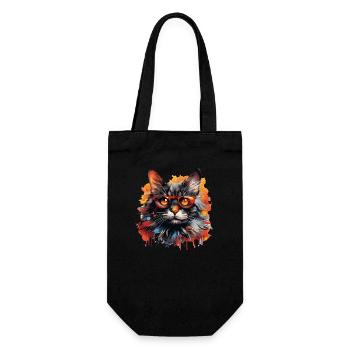 Katze - Geschenkbeutel für Flaschen - Schwarz - Vorne