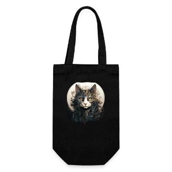 Katze - Geschenkbeutel für Flaschen - Schwarz - Vorne