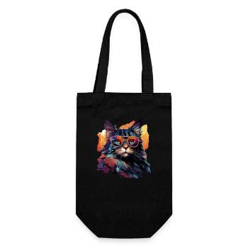 Katze - Geschenkbeutel für Flaschen - Schwarz - Vorne