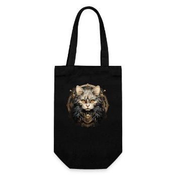Katze - Geschenkbeutel für Flaschen - Schwarz - Vorne