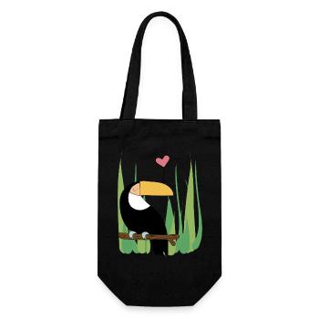 Kakadu mit Herz - Geschenkidee - Geschenk - Geschenkbeutel für Flaschen - Schwarz - Vorne