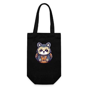 Raccoon - Kawaii Style - Gift Bag for Bottles - black - Front