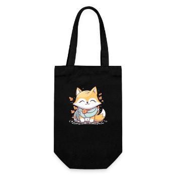 Fuchs - Kawaii Style - Geschenkbeutel für Flaschen - Schwarz - Vorne