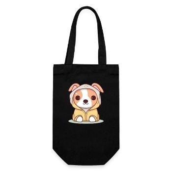 Hund - Kawaii Style - Geschenkbeutel für Flaschen - Schwarz - Vorne