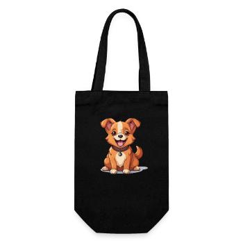 Hund - Kawaii Style - Geschenkbeutel für Flaschen - Schwarz - Vorne