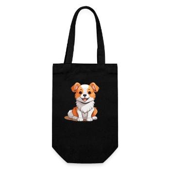 Hund - Kawaii Style - Geschenkbeutel für Flaschen - Schwarz - Vorne