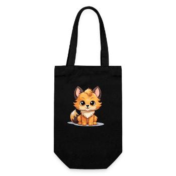 Fox - Kawaii Style - Gift Bag for Bottles - black - Front
