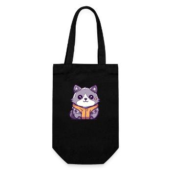 Raccoon - Kawaii Style - Gift Bag for Bottles - black - Front