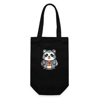 Raccoon - Kawaii Style - Gift Bag for Bottles - black - Front