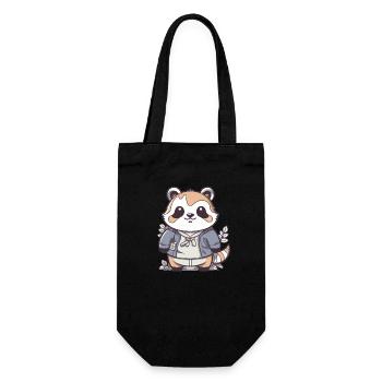 Raccoon - Kawaii Style - Gift Bag for Bottles - black - Front