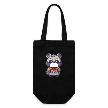 Raccoon - Kawaii Style - Gift Bag for Bottles - black - Front