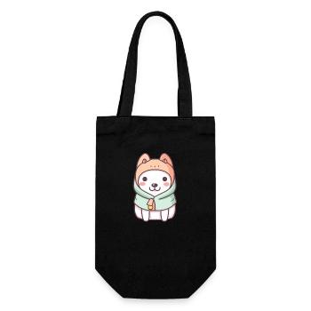 Hund - Kawaii Style - Geschenkbeutel für Flaschen - Schwarz - Vorne