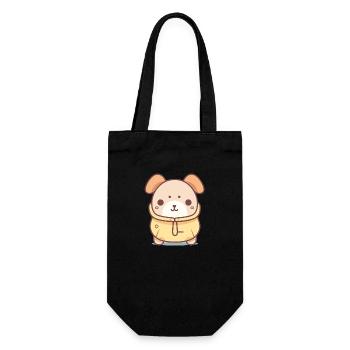 Hund - Kawaii Style - Geschenkbeutel für Flaschen - Schwarz - Vorne