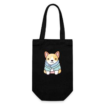 Hund - Kawaii Style - Geschenkbeutel für Flaschen - Schwarz - Vorne