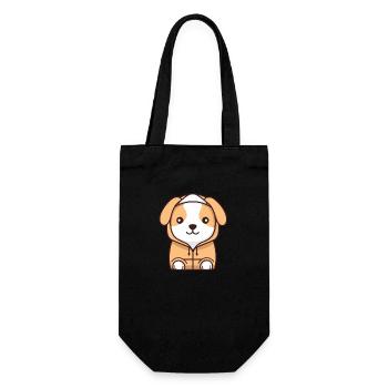 Hund - Kawaii Style - Geschenkbeutel für Flaschen - Schwarz - Vorne