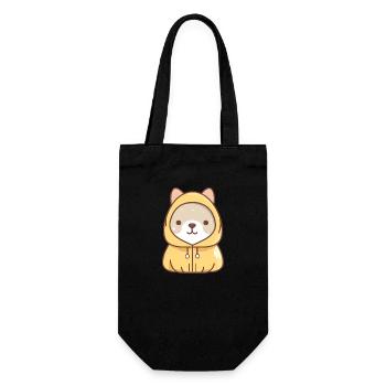 Hund - Kawaii Style - Geschenkbeutel für Flaschen - Schwarz - Vorne