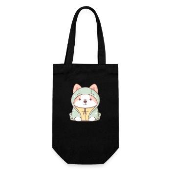 Hund - Kawaii Style - Geschenkbeutel für Flaschen - Schwarz - Vorne