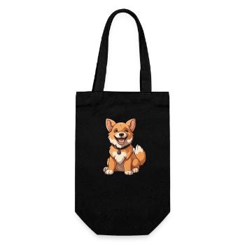 Hund - Kawaii Style - Geschenkbeutel für Flaschen - Schwarz - Vorne