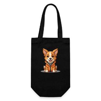 Hund - Kawaii Style - Geschenkbeutel für Flaschen - Schwarz - Vorne