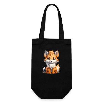 Fuchs - Kawaii Style - Geschenkbeutel für Flaschen - Schwarz - Vorne