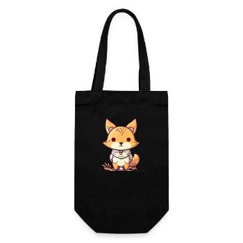 Fuchs - Kawaii Style - Geschenkbeutel für Flaschen - Schwarz - Vorne