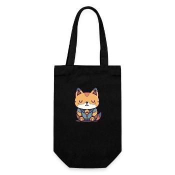 Fuchs - Kawaii Style - Geschenkbeutel für Flaschen - Schwarz - Vorne