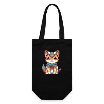 Fuchs - Kawaii Style - Geschenkbeutel für Flaschen - Schwarz - Vorne