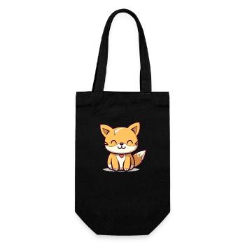 Fuchs - Kawaii Style - Geschenkbeutel für Flaschen - Schwarz - Vorne